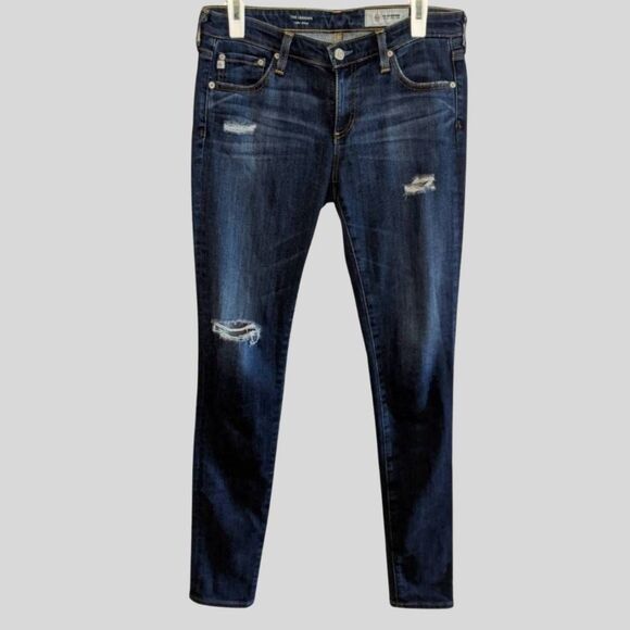 Ag Adriano Goldschmied Denim - AG Adriano Goldschmied Jeans Womens 28 The Legging Dark Wash Skinny Distressed